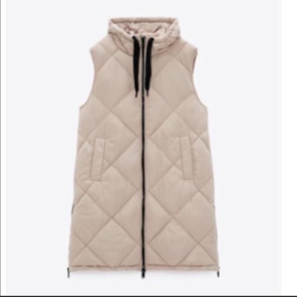 Zara Jackets & Coats Zara Long Hooded Puffer Vest Size M Poshmark
